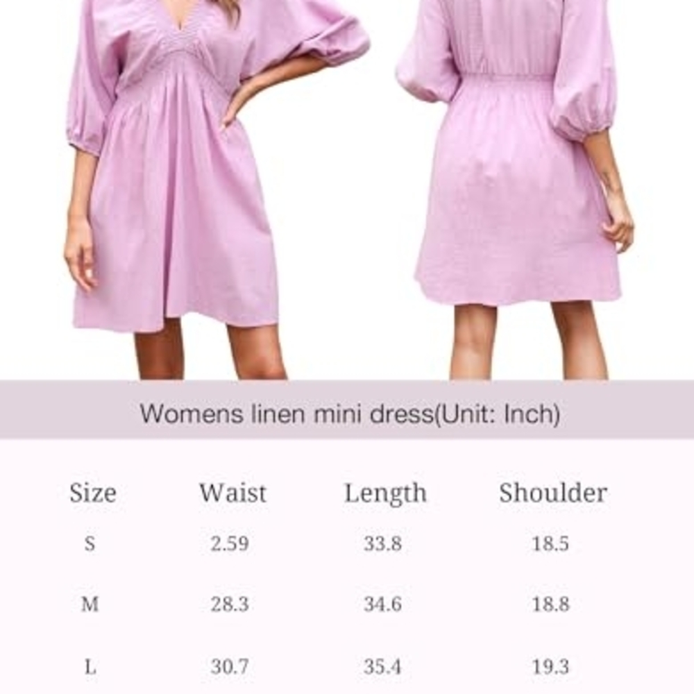 Chic Beige V-Neck Long Sleeve Mini Dress - Picture 2 of 3
